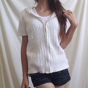 White Short Sleeve Hoodie
